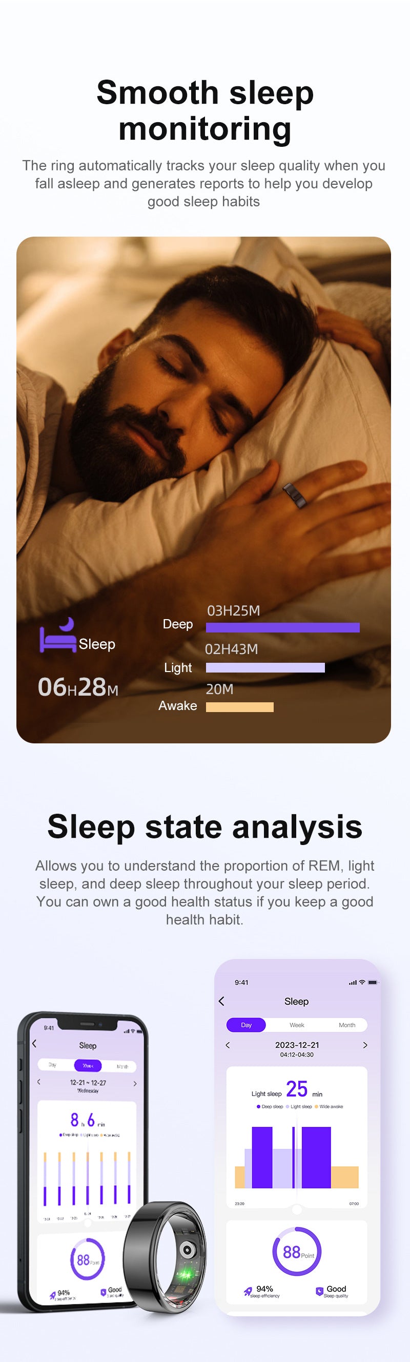 R02 Smart Ring | Health & Sleep Tracker – Heart Rate, SpO₂, Step, Remote Control
