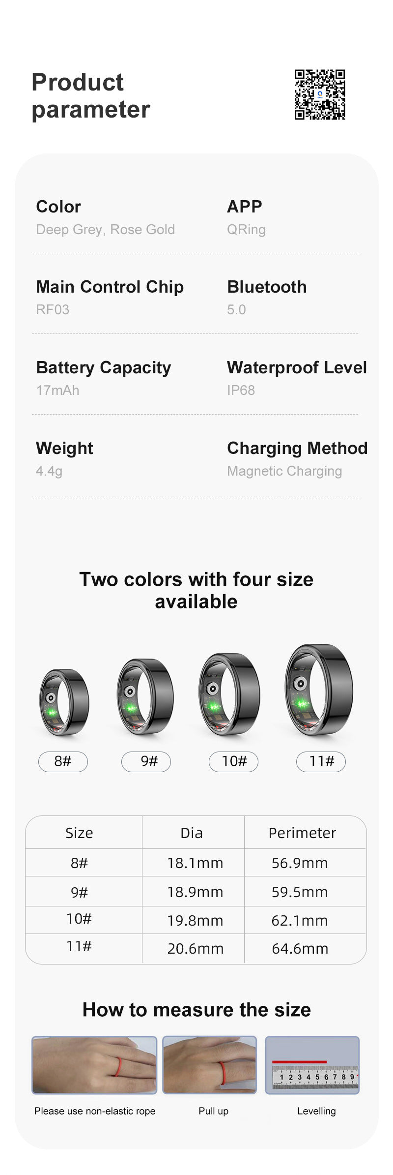R02 Smart Ring | Health & Sleep Tracker – Heart Rate, SpO₂, Step, Remote Control