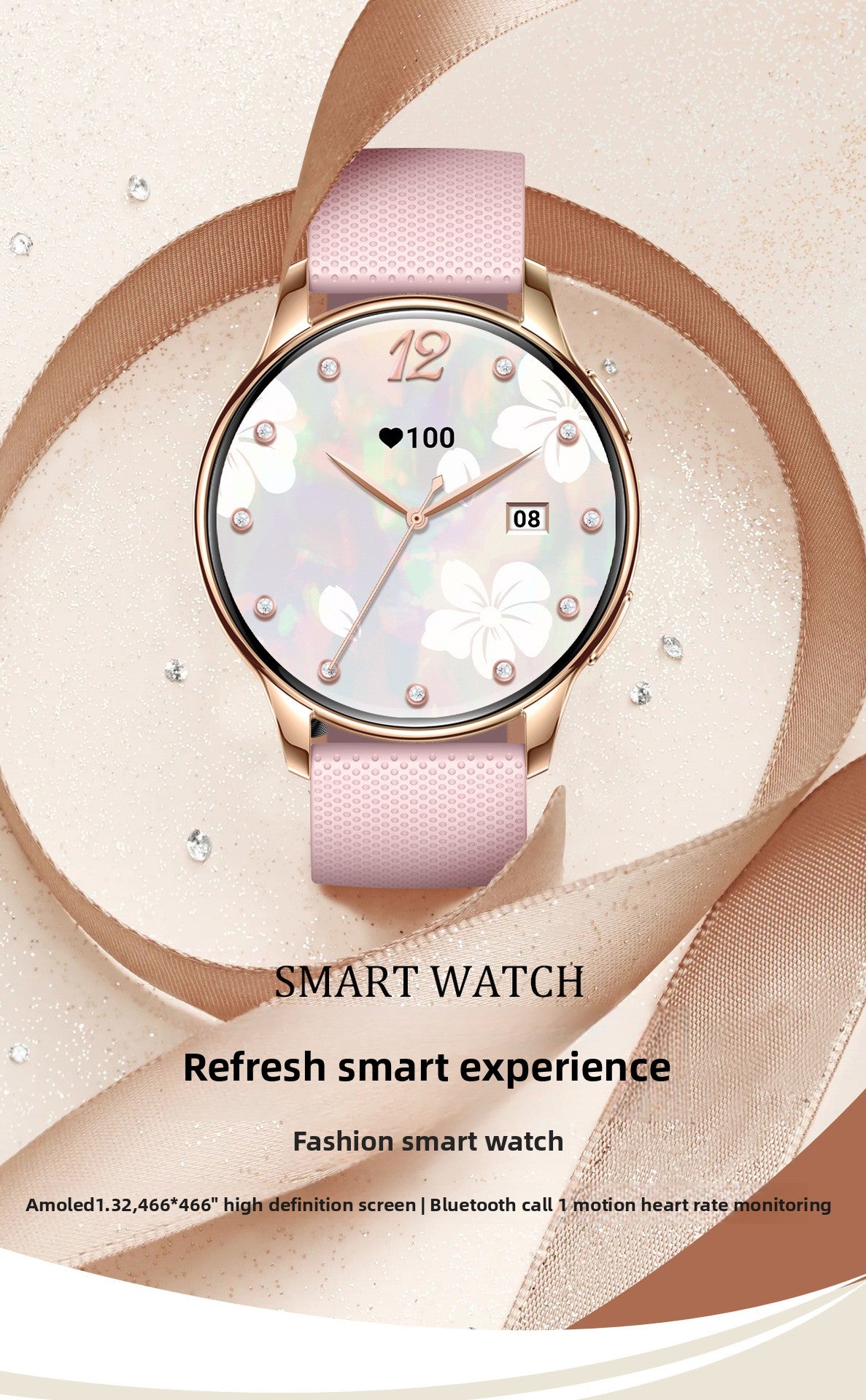 Y11 Elegant Smartwatch for Women | AMOLED Round Screen, Bluetooth Calling, Health & Fitness Monitor