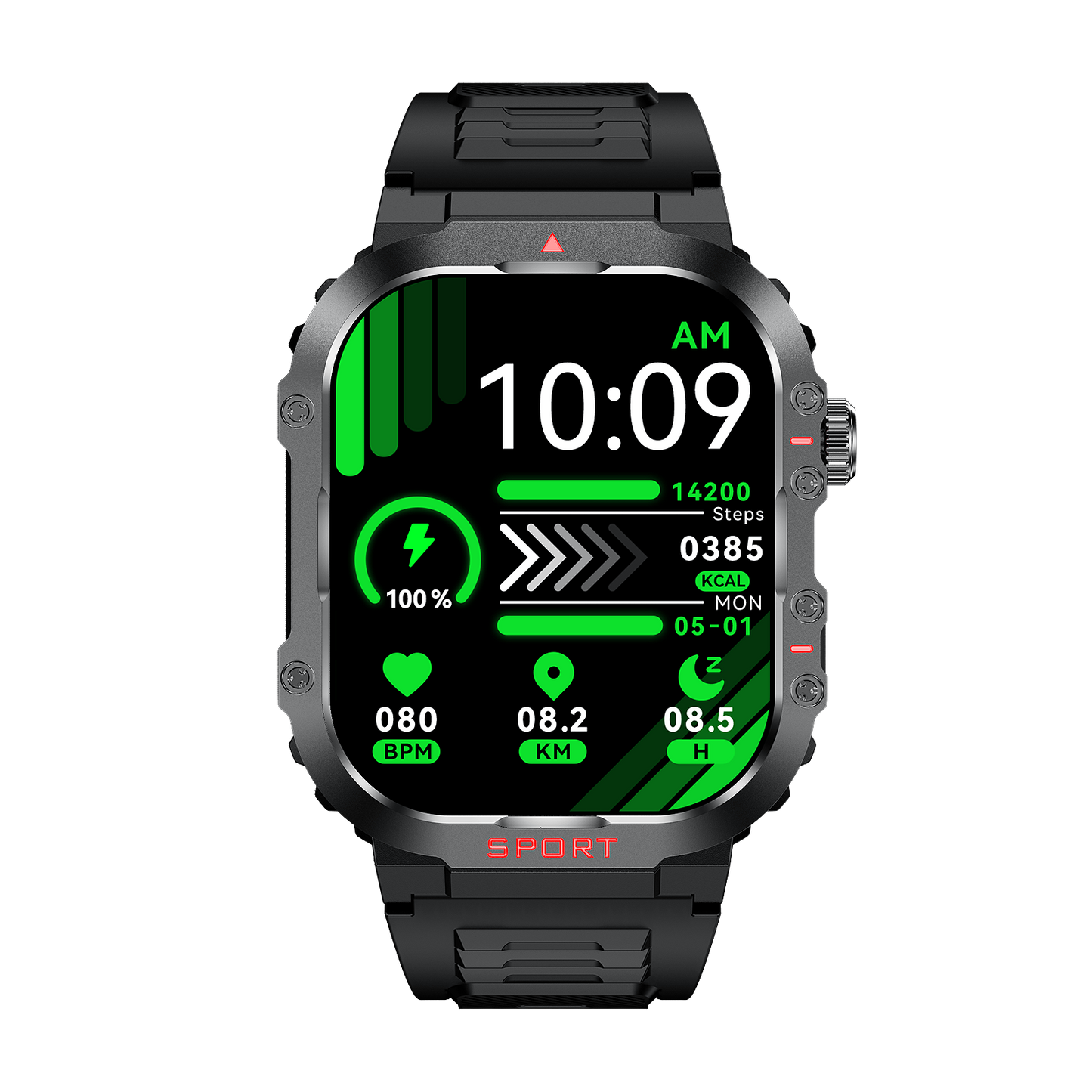 G45 Smartwatch – Blood Glucose & Heart Rate Monitoring with Waterproof Outdoor Sports Flashlight and Bluetooth Calling