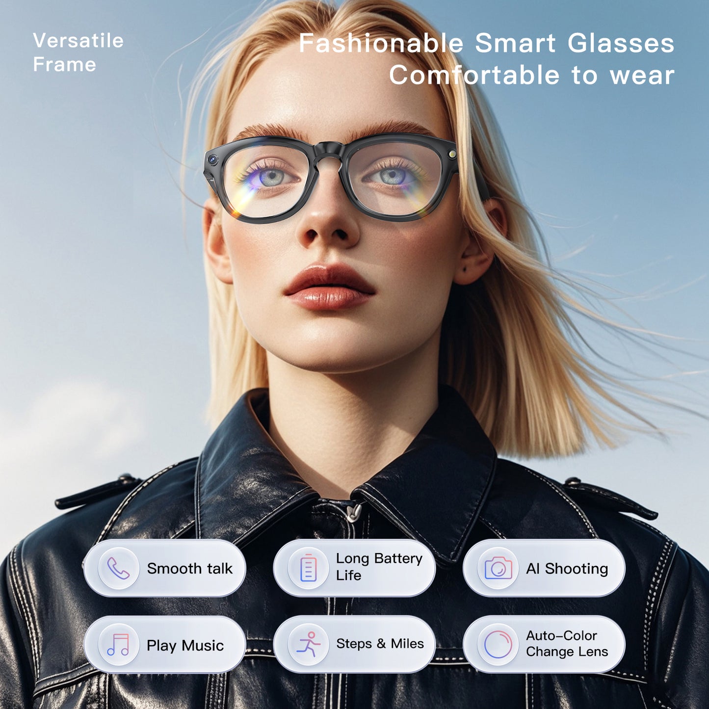 GS380 AI Smart Glasses – Camera, Video & Voice Assistant