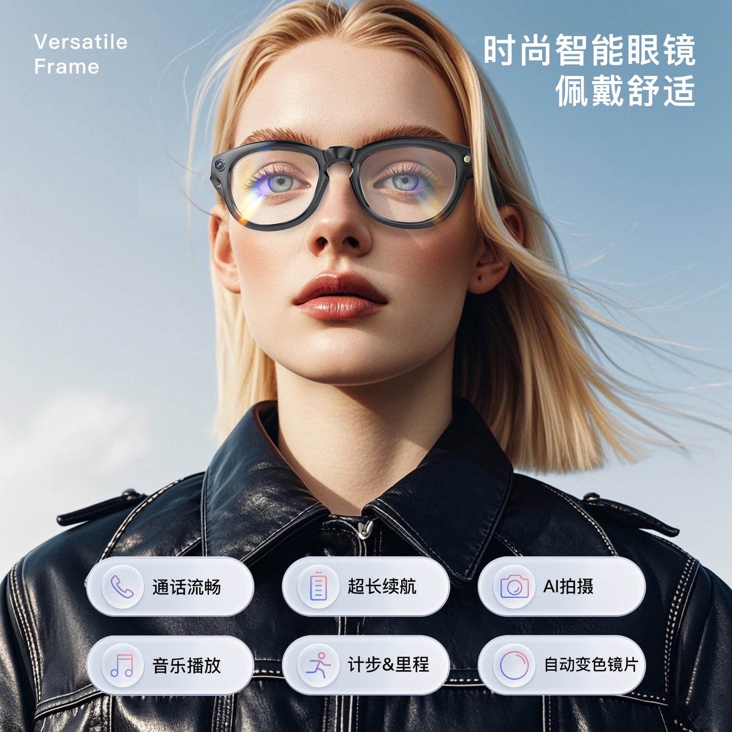GS380 AI Smart Glasses – Camera, Video & Voice Assistant