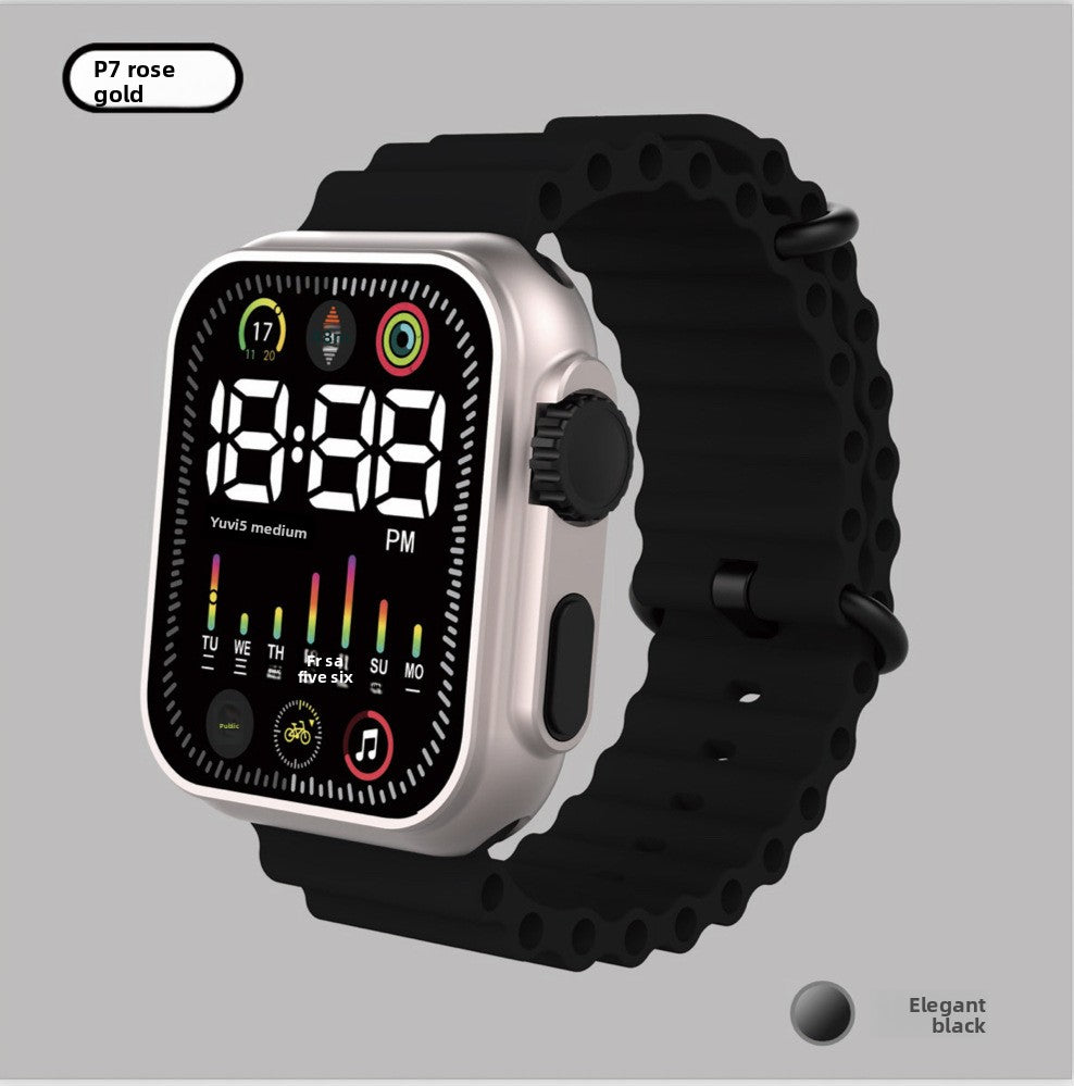 LED Student Electronic Watch – Korean Style, Colorful Light, Unisex Sports Design