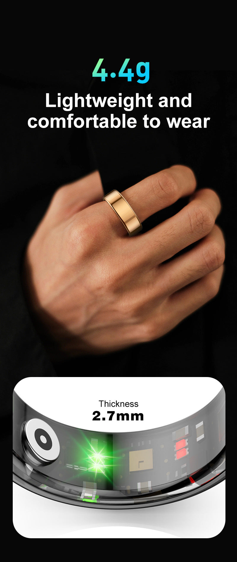 R02 Smart Ring | Health & Sleep Tracker – Heart Rate, SpO₂, Step, Remote Control