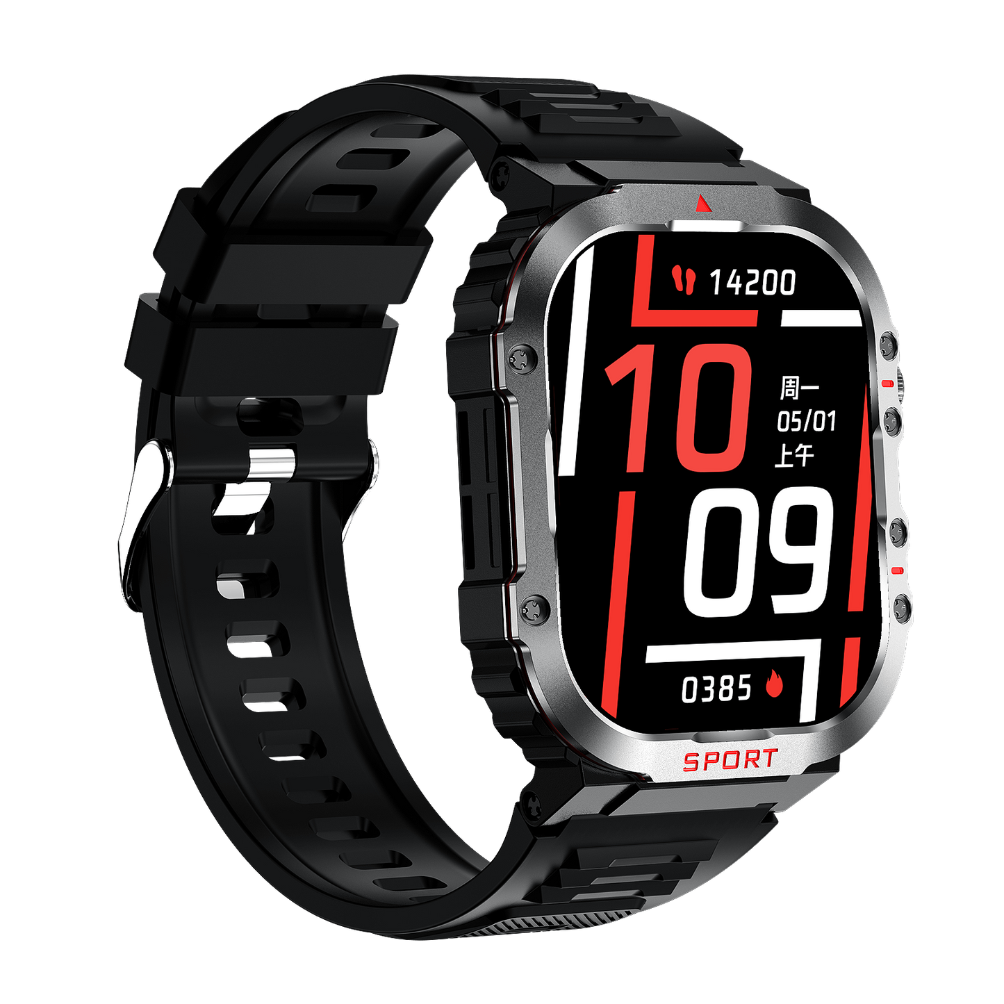 G45 Smartwatch – Blood Glucose & Heart Rate Monitoring with Waterproof Outdoor Sports Flashlight and Bluetooth Calling