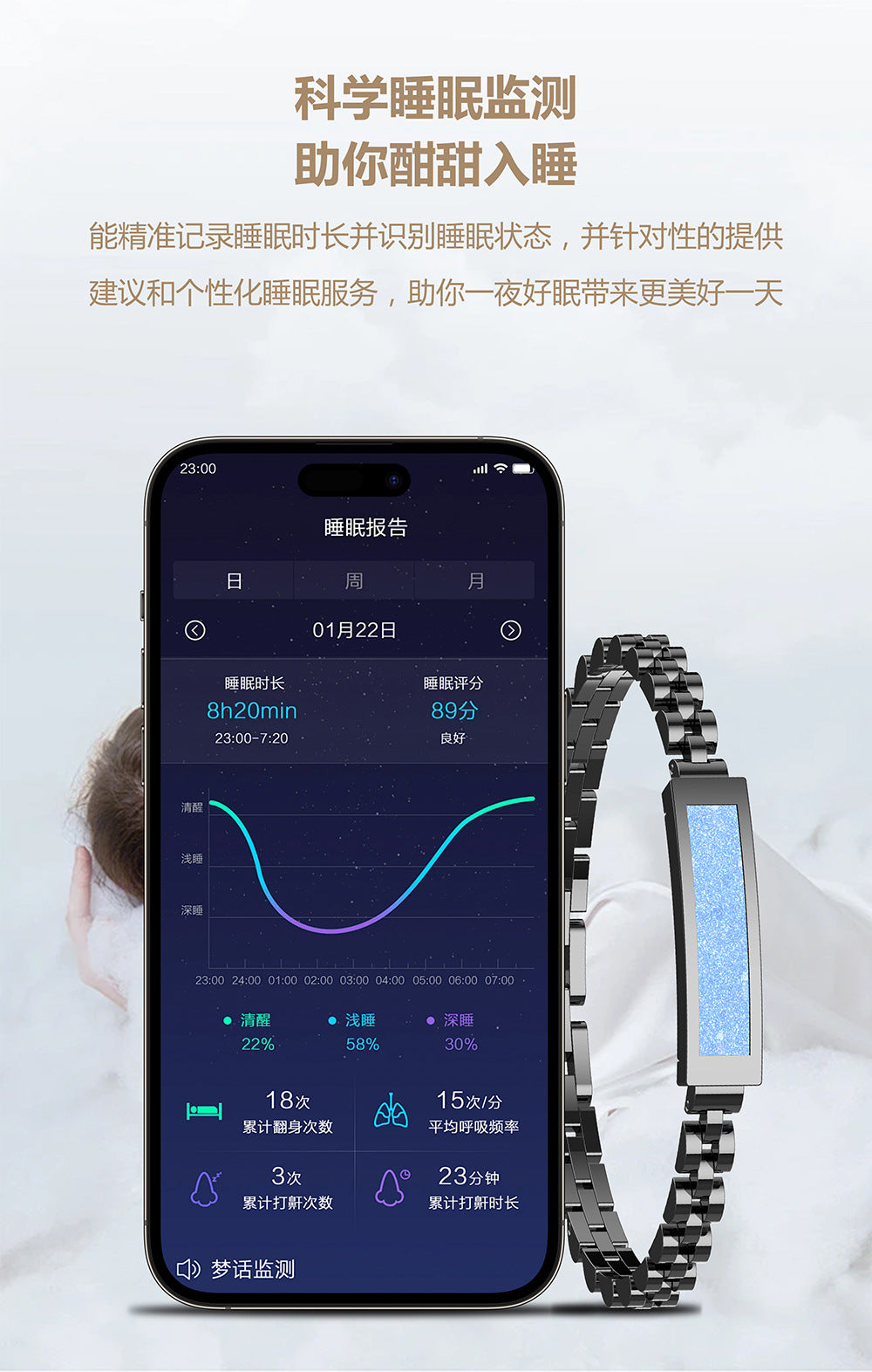 S2 Smart Bracelet | Waterproof Fitness Tracker with Heart Rate, SpO₂, Sleep & Calorie Monitor