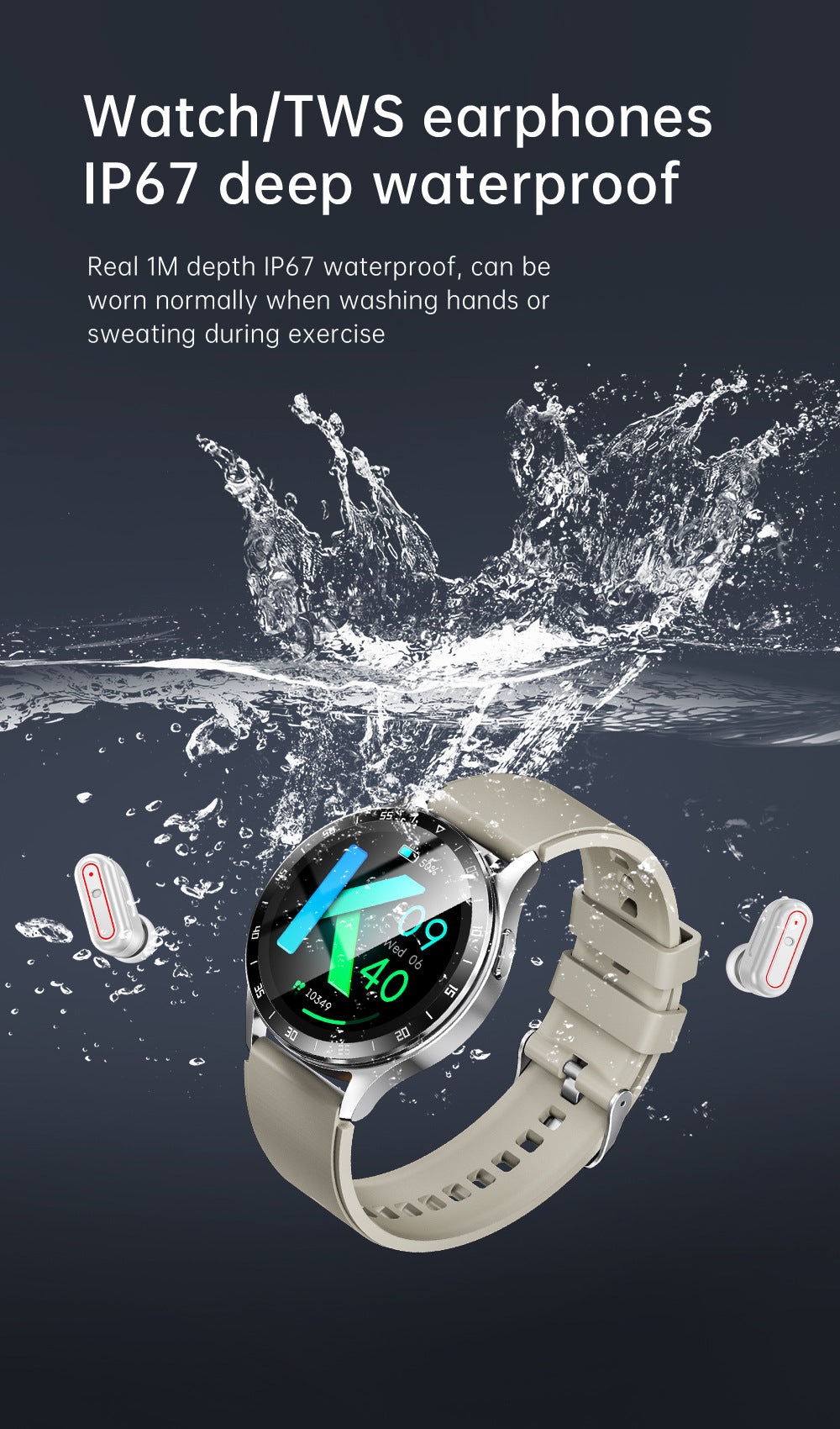 X10 Smartwatch with TWS Earbuds | 1.39" HD Screen, Waterproof, Bluetooth Call, Ultra-Thin Design