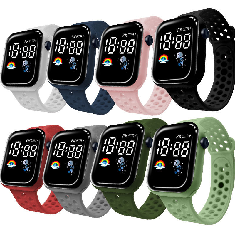 LED Student Electronic Watch – Korean Style, Colorful Light, Unisex Sports Design