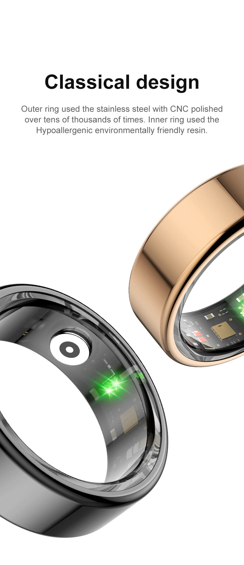 R02 Smart Ring | Health & Sleep Tracker – Heart Rate, SpO₂, Step, Remote Control