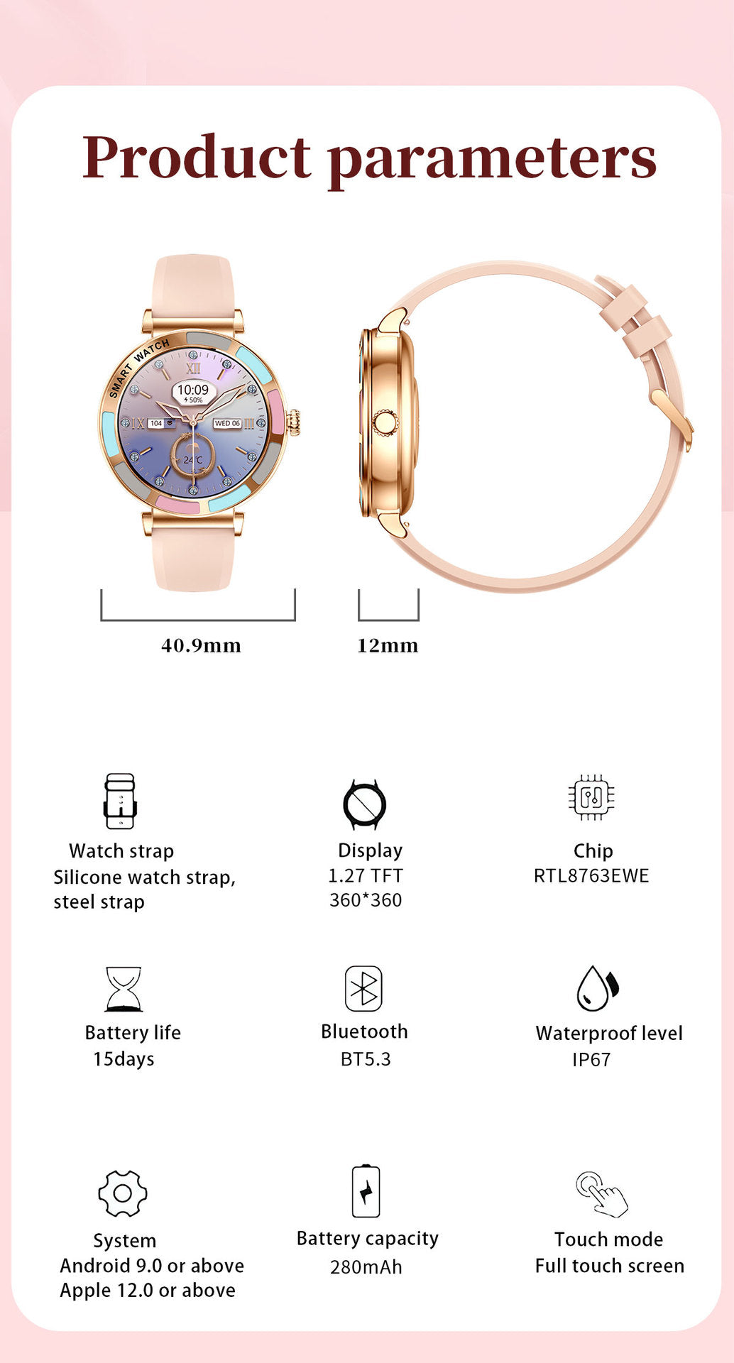 H20 Smart Watch – 1.69″ HD Screen, Bluetooth Calls & Waterproof Fitness Tracker