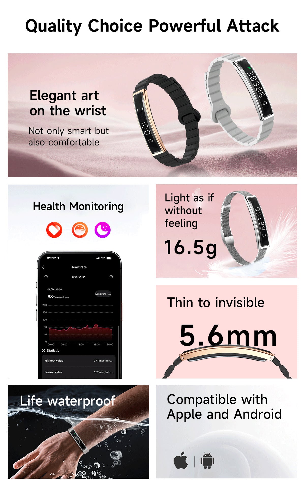B3 Smart Bracelet – Heart Rate, Sleep & Blood Oxygen Tracking