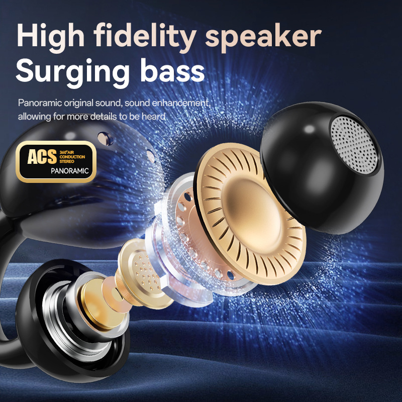M100 Wireless Bluetooth Bone Conduction Headphones – Open-Ear Clip-On Noise Cancelling with Long Battery Life