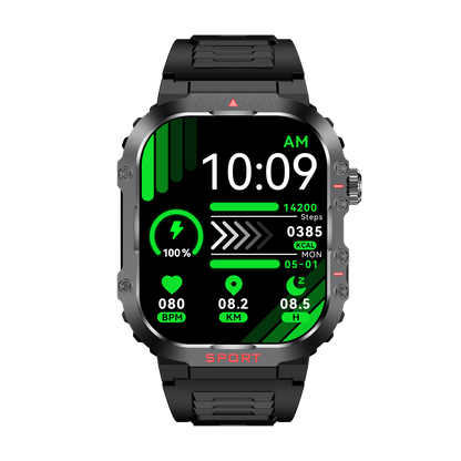 G45 Smartwatch – Blood Glucose & Heart Rate Monitoring with Waterproof Outdoor Sports Flashlight and Bluetooth Calling