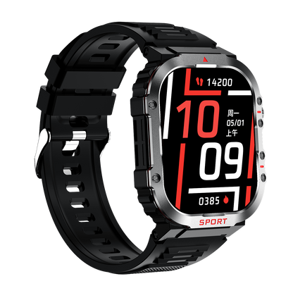 G45 Smartwatch – Blood Glucose & Heart Rate Monitoring with Waterproof Outdoor Sports Flashlight and Bluetooth Calling