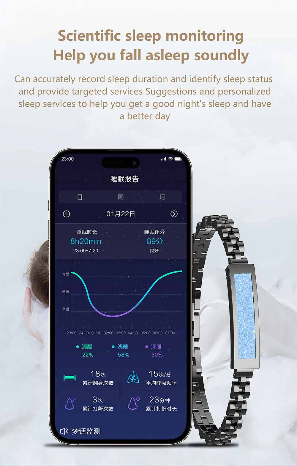 S2 Smart Bracelet | Waterproof Fitness Tracker with Heart Rate, SpO₂, Sleep & Calorie Monitor