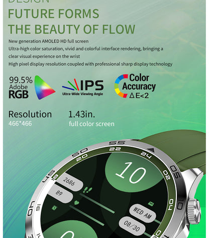 KM29 Smartwatch | 1.43" AMOLED Round Screen, Bluetooth Call, Waterproof, Health Tracking