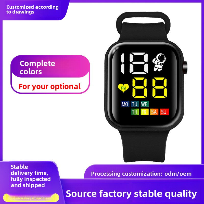 LED Student Electronic Watch – Korean Style, Colorful Light, Unisex Sports Design