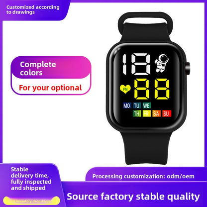 LED Student Electronic Watch – Korean Style, Colorful Light, Unisex Sports Design